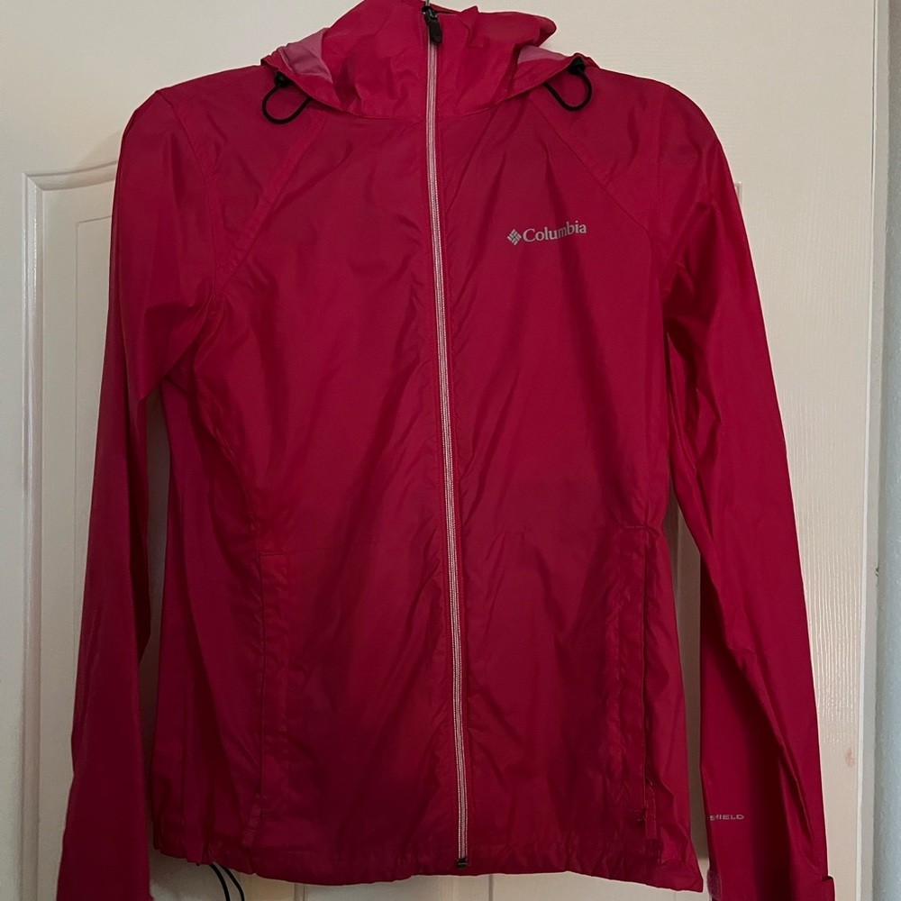 Columbia Rain Jacket Size Small Pink Windbreaker Lightweight Hiking Outdoors